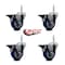 Service Caster 35 Inch Blue Polyurethane Wheel Swivel 58 Inch Threaded Stem Caster Set with Brake SCC SCC-TS20S3514-PPUB-BLUE-PLB-58212-4 - alternate 4